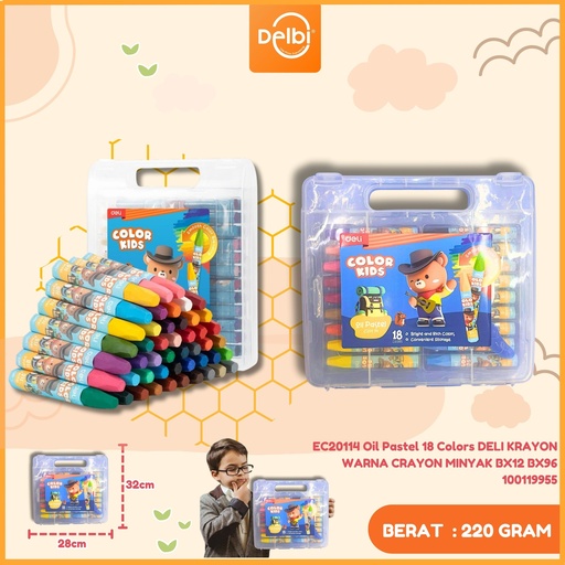 [100119955] EC20114 Oil Pastel 18 Colors DELI KRAYON WARNA CRAYON MINYAK BX12 BX96