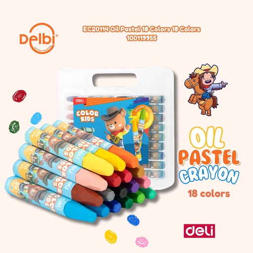 [100119955] EC20114 Oil Pastel 18 Colors DELI KRAYON WARNA CRAYON MINYAK BX12 BX96