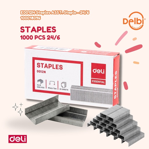 [100018096] DELI E0012N Staples ASST. Staple 24/6 HEKTER BX20 BX400
