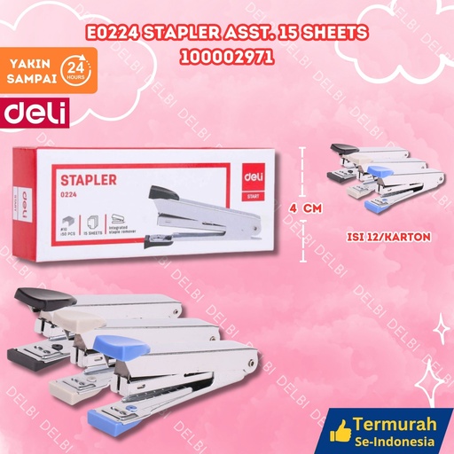 [100002971] E0224 Stapler ASST. 15sheets HD10 DELI PENJEPIT KERTAS HEKTER STAPLER BX12 BX288