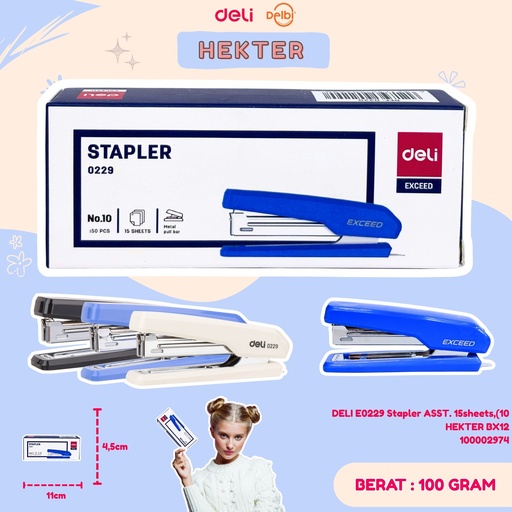 [100002974] DELI E0229 Stapler ASST. 15sheets,(10 HEKTER BX12