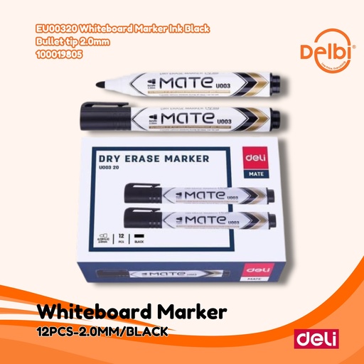 [100019805] DELI EU00320 Whiteboard Marker Ink Black Bullet tip 2.0mm SPIDOL BX12 BX96 BX960