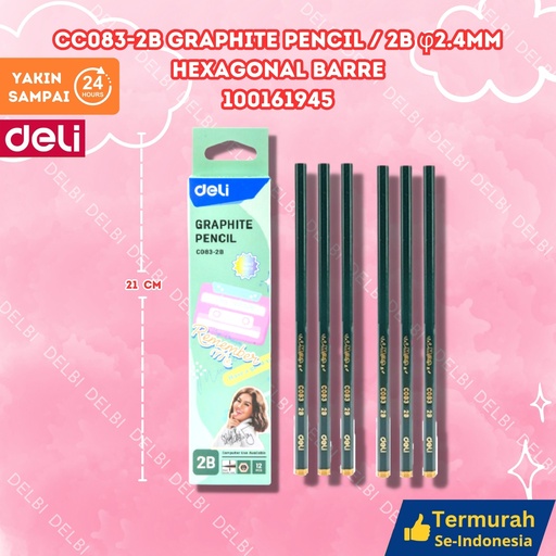 [100161945] CC083-2B Graphite Pencil 2B 2.4mm Hexagonal Barre DELI GANTUNG PENSIL BARREL BX240