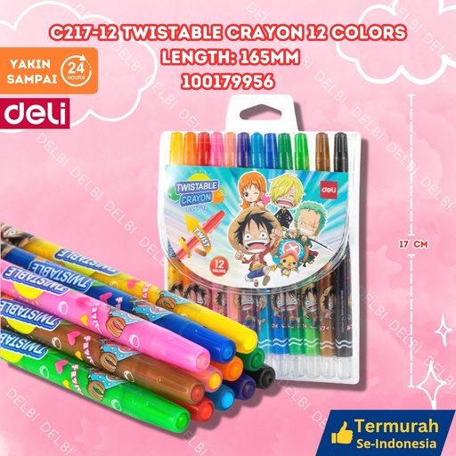 [100179956] DELI C217-12TwistableCrayon12Colors length165mm BX144