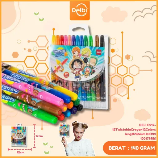 [100179956] DELI C217-12TwistableCrayon12Colors length165mm BX144