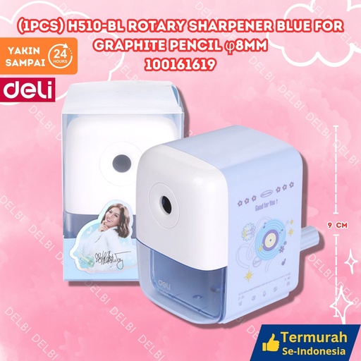 [100161619] (1pcs) H510-BL Rotary Sharpener BLUE For graphite pencil 8mm DELI RAUTAN PENSIL BESAR BX72