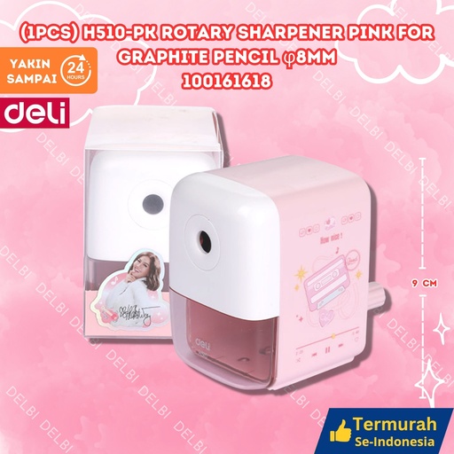 [100161618] DELI (1pcs) H510-PK Rotary Sharpener PINK For graphite pencil 8mm RAUTAN PENSIL BX72
