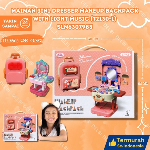 [SLN6307983] (T2130-1) MAINAN 3IN1 DRESSER MAKEUP BACKPACK WITH LIGHT MUSIC 24PCS BX24