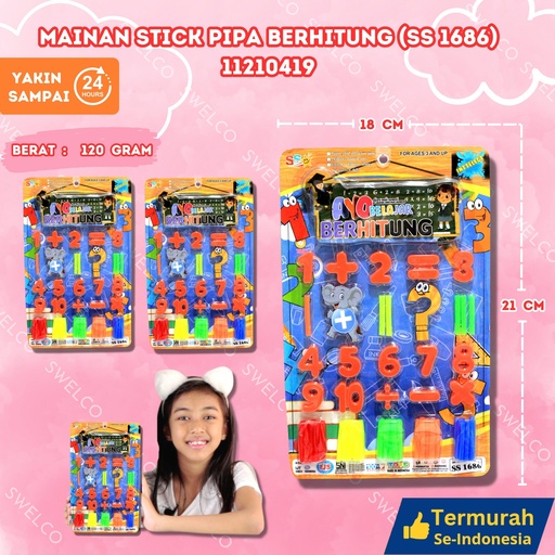 [11210419] (SS 1686) MAINAN STICK PIPA BERHITUNG 186PCS EDUKASI ANGKA BX186