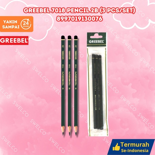 [8997019130076] GREEBEL 7018 PENCIL 2B (3 PCS/SET) 3PCS PENSIL GANTUNG BX144 BX1