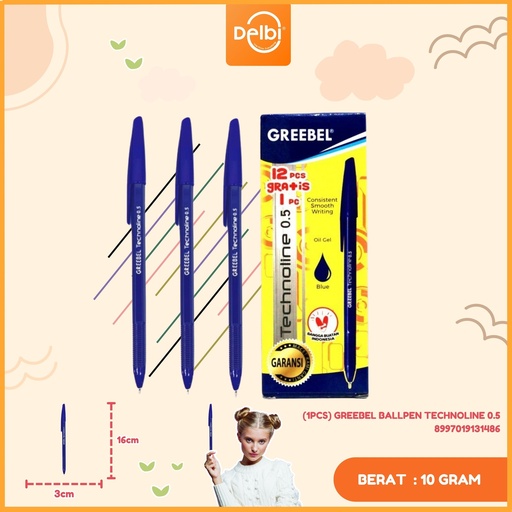 [8997019131486] (1PCS) GREEBEL BALLPEN TECHNOLINE 0.5 BLUE (20 GROSS) BX3120