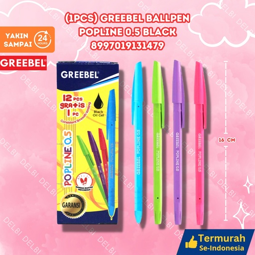 [8997019131479] (1PCS) GREEBEL BALLPEN POPLINE 0.5 BLACK (20 GROSS) BX3120