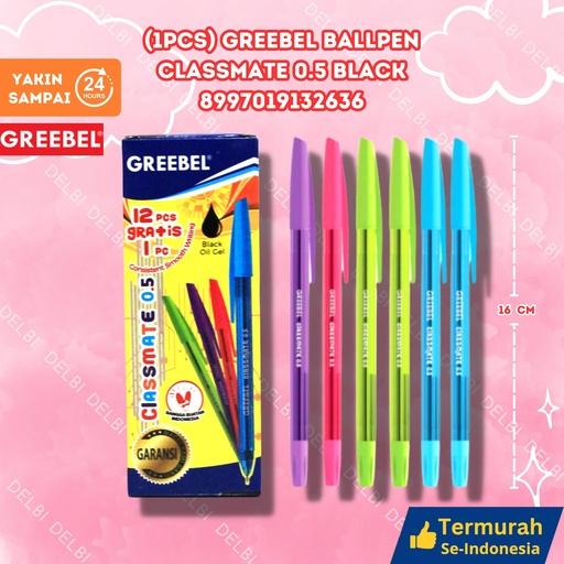 [8997019132636] (1PCS) GREEBEL BALLPEN CLASSMATE 0.5 BLACK (20 GROSS) BX3120