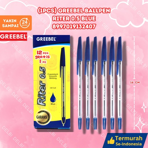[8997019132407] (1PCS) GREEBEL BALLPEN RITER 0.5 BLUE (20 GROSS) BX3120