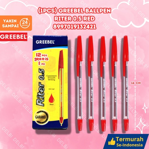 [8997019132421] (1PCS) GREEBEL BALLPEN RITER 0.5 RED (20 GROSS) BX3120