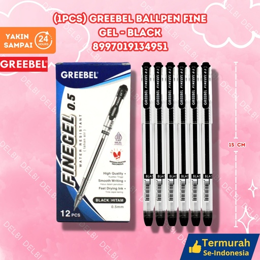 [8997019134951] (1PCS) GREEBEL BALLPEN FINE GEL BLACK (144 LSN) BX1728