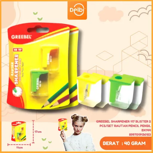 [8997019136153] GREEBEL SHARPENER 117 BLISTER 2 PCS/SET RAUTAN PENCIL PENSIL BX144