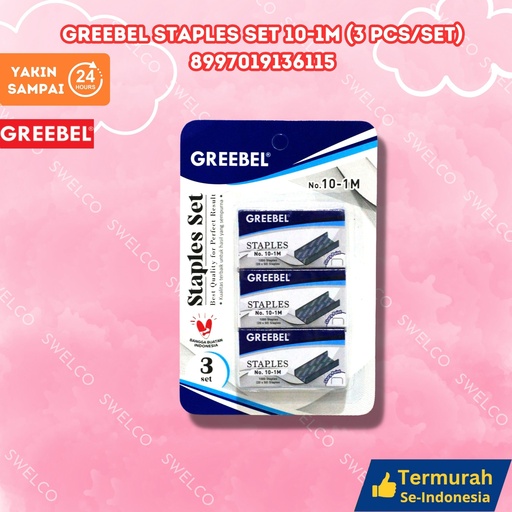 [8997019136115] GREEBEL STAPLES SET 10-1M (3 PCS/SET) GANTUNG STAPLESS HEKTER 3PCS/SET BX144