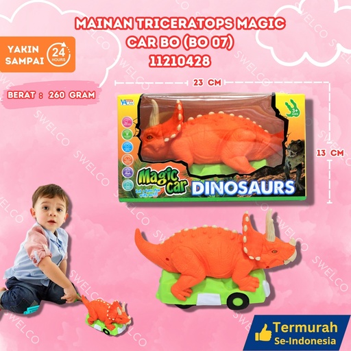 [11210428] (BO 07) MAINAN TRICERATOPS MAGIC CAR BO 48PCS DINOSAUR TIREX BX48