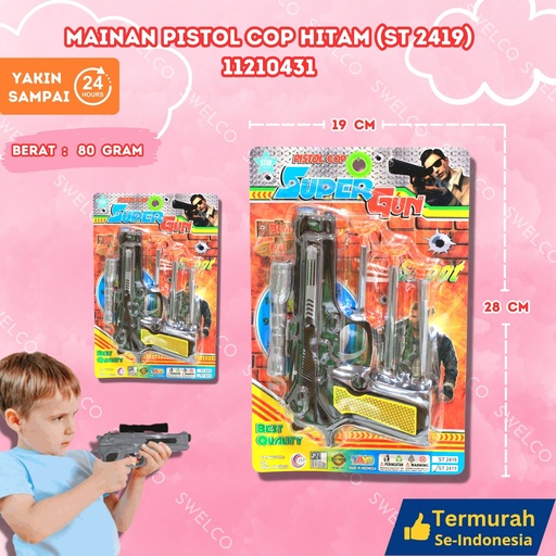 [11210431] (ST 2419) MAINAN PISTOL COP HITAM 84PCS BX84