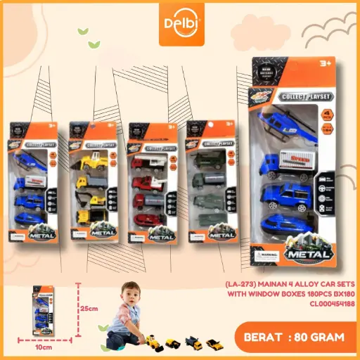 [CL000454188] (LA-273) MAINAN 4 ALLOY CAR SETS WITH WINDOW BOXES 180PCS BX180