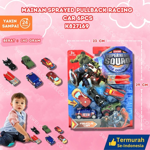 [K827169] (M2) MAINAN SPRAYED PULLBACK RACING CAR 6PCS 120PCS BX120