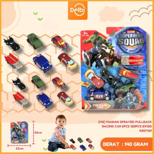 [K827169] (M2) MAINAN SPRAYED PULLBACK RACING CAR 6PCS 120PCS BX120