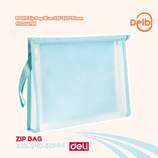 [140002198] DELI PP109 Zip Bag Blue 335*240*50mm BX36