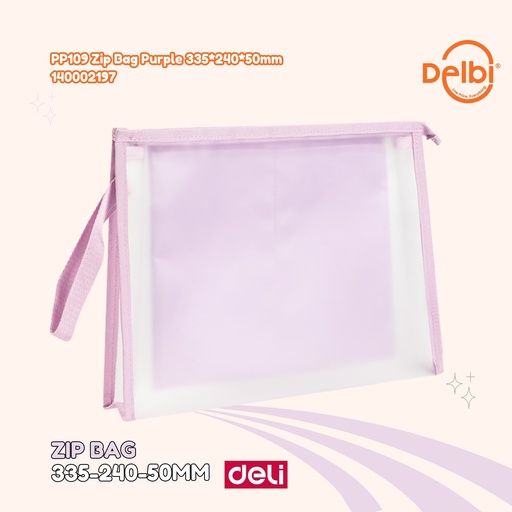 [140002197] DELI PP109 Zip Bag Purple 335*240*50mm BX36
