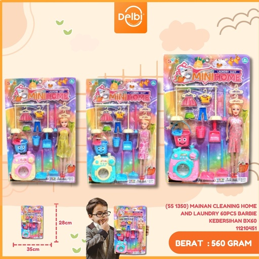 [11210451] (SS 1350) MAINAN CLEANING HOME AND LAUNDRY 60PCS BARBIE KEBERSIHAN BX60