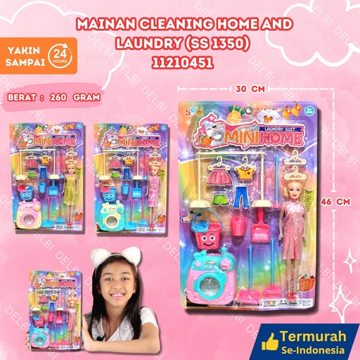 [11210451] (SS 1350) MAINAN CLEANING HOME AND LAUNDRY 60PCS BARBIE KEBERSIHAN BX60