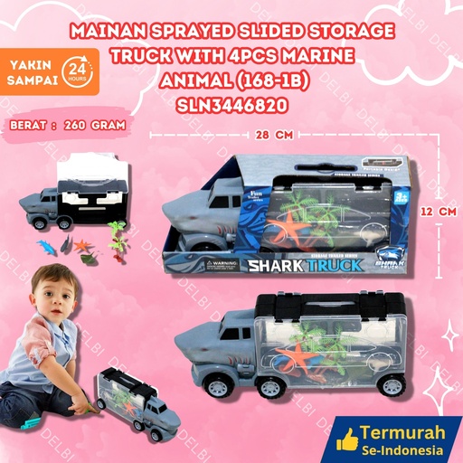 [SLN3446820] (168-1B) MAINAN SPRAYED SLIDED STORAGE TRUCK WITH 4PCS MARINE ANIMAL 96PCS BX96