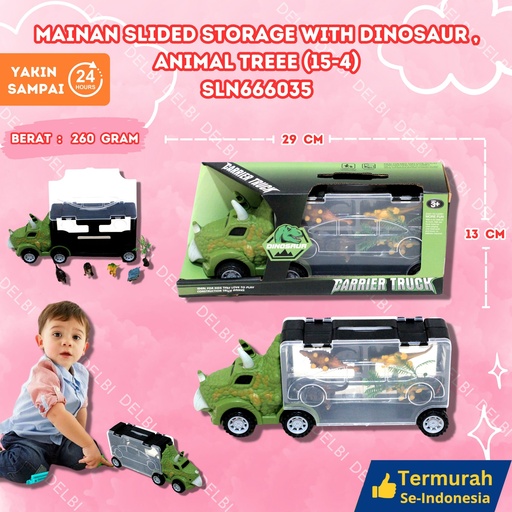 [SLN666035] (15-4) MAINAN SLIDED STORAGE WITH DINOSAUR , ANIMAL TREEE 96PCS BESAR MOBIL DINO DUS TRUK BX96