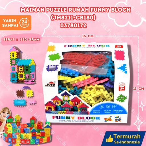 [03780172] (JM8211-CB180) MAINAN PUZZLE RUMAH FUNNY BLOCK isi 180pcs (144PCS BX144