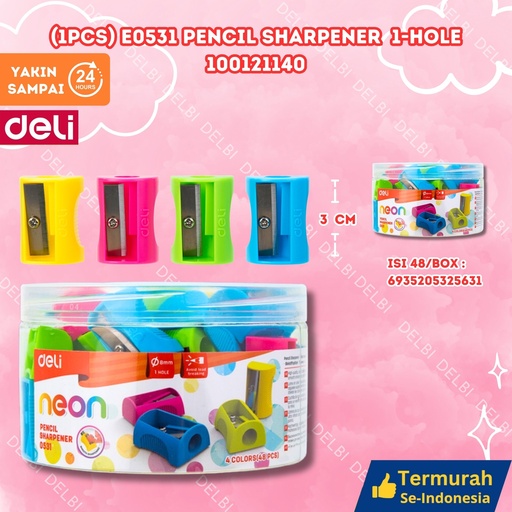 [100121140] (1PCS) E0531 Pencil Sharpener 1-hole DELI RAUTAN PENSIL BX1728 BX48