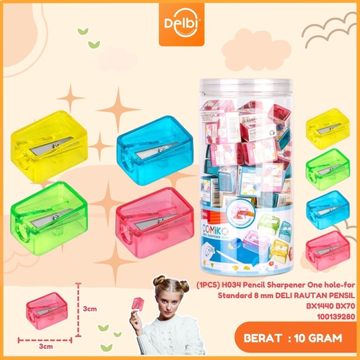 [100139280] (1PCS) H034 Pencil Sharpener One hole-for Standard 8 mm DELI RAUTAN PENSIL BX1440 BX70