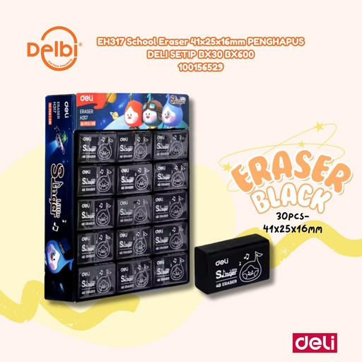 [100156529] EH317 School Eraser 41x25x16mm PENGHAPUS DELI SETIP BX30 BX600