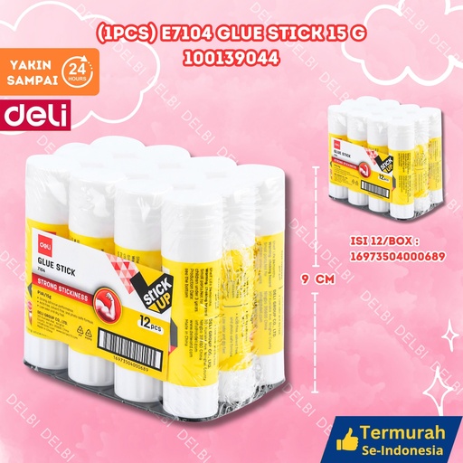 [100139044] (1PCS) E7104 Glue Stick 15g DELI LEM KERTAS BX384 BX12