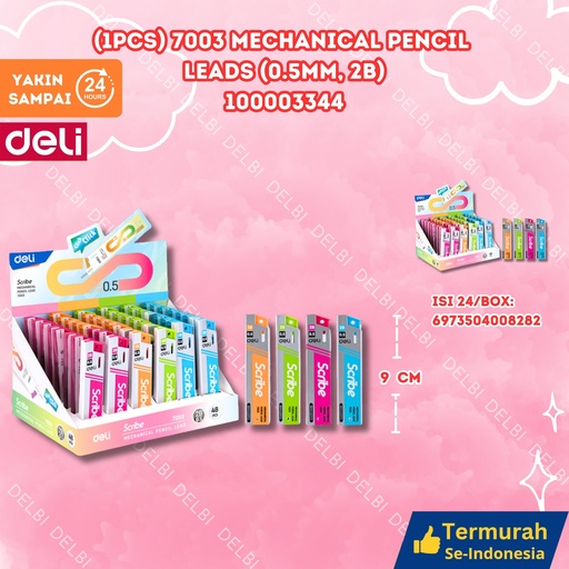 [100003344] (1PCS) 7003 Mechanical Pencil Leads (0.5mm, 2B) DELI 0.5 PENSIL ABADI CETEK KNOCK BX1152
