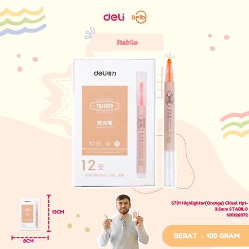 [100126872] S731 Highlighter(Orange) Chisel tip1-3.5mm STABILO