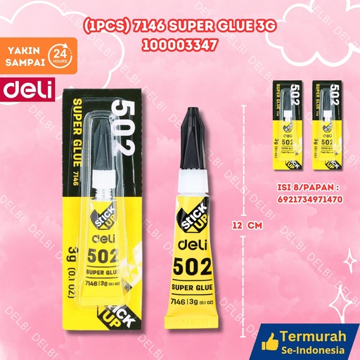 [100003347] (1PCS) 7146 Super Glue 3g DELI PEREKAT LEM CAIR BX384 BX192 BX8