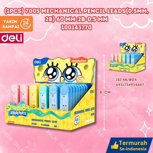 [100143770] DELI (1PCS) 7005 Mechanical Pencil Leads(0.5mm, 2B) 60mm-2B-0.5mm 2B 0.5 PENSIL ABADI CETEK KNOCK BX1152 BX576 BX48 BX3