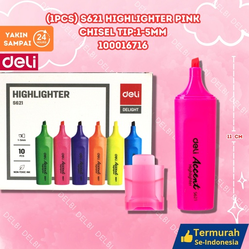 [100016716] (1PCS) S621 Highlighter PINK Chisel tip1-5mm DELI STABILO BX100 BX1200