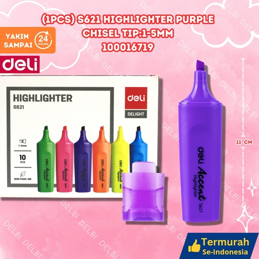 [100016719] (1PCS) S621 Highlighter PURPLE Chisel tip1-5mm DELI STABILO BX100 BX1200