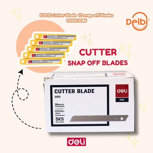 [100003085] DELI E2012 Cutter Blade 13 snap-off blades PISAU BX36