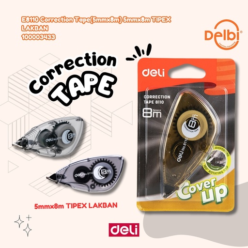 [100003433] E8110 Correction Tape(5mmx8m) 5mmx8m TIPEX LAKBAN