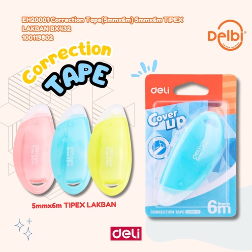 [100119802] EH20001 Correction Tape(5mmx6m) 5mmx6m TIPEX LAKBAN BX432