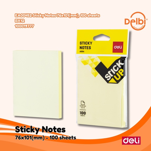 [100019777] EA00452 Sticky Notes 76x101(mm), 100 sheets BX12