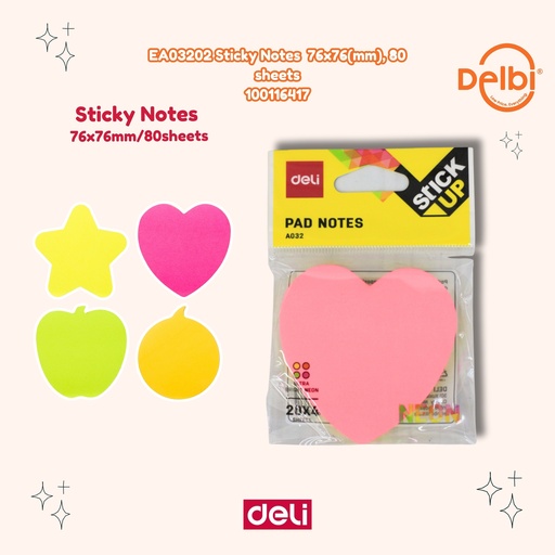 [100116417] DELI EA03202 Sticky Notes 76x76(mm), 80 sheets BX12
