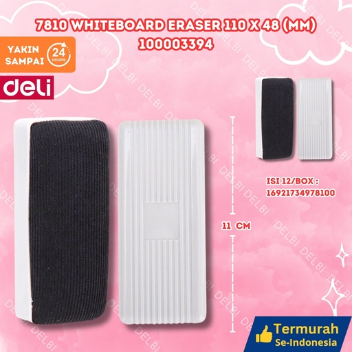 [100003394] 7810 Whiteboard Eraser 110x48(mm) DELI PENGHAPUS PAPAN TULIS BX324 BX12